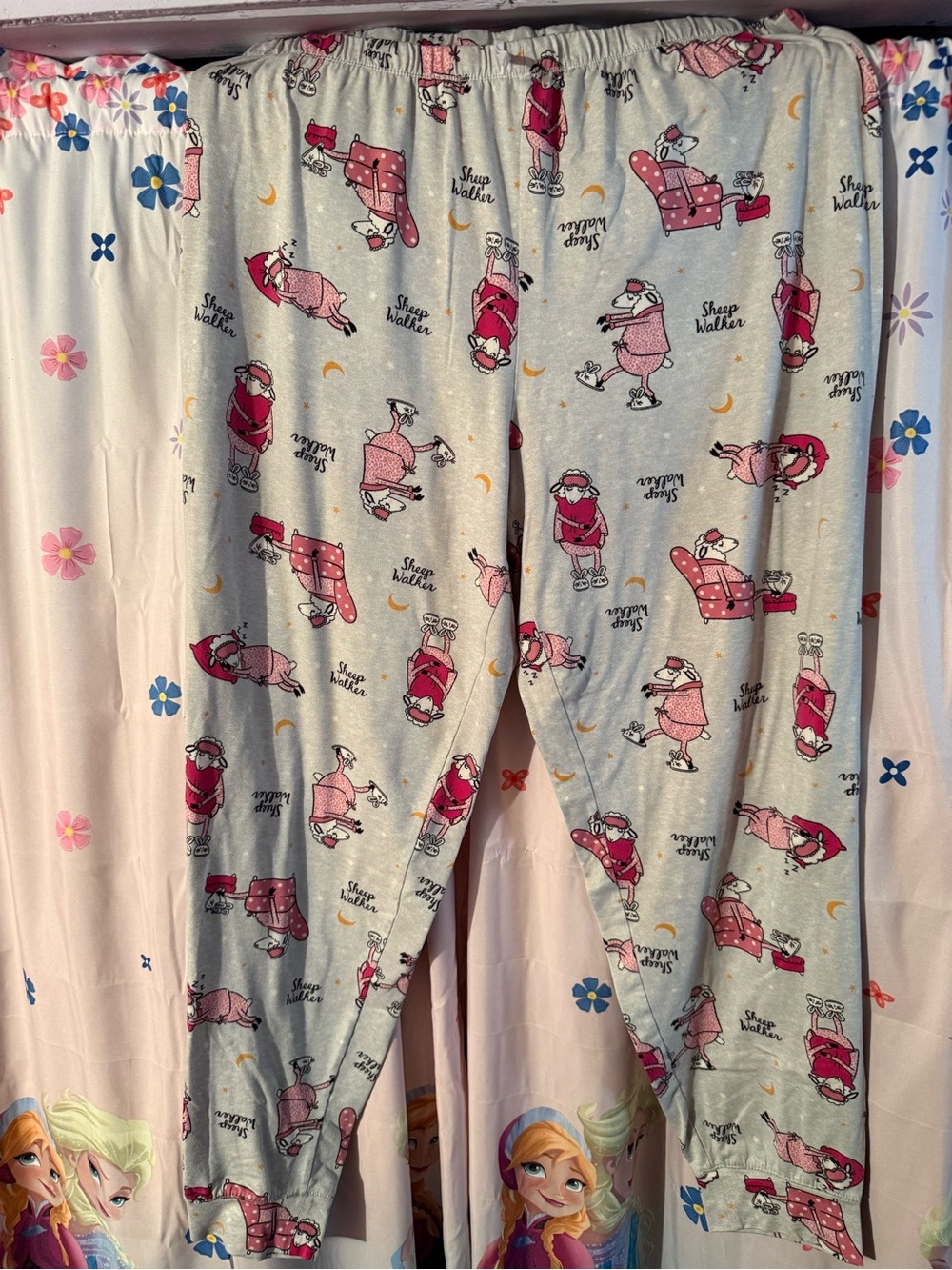 Secret Treasures Gray Pajama Pants with Pink Sheep Walker Print